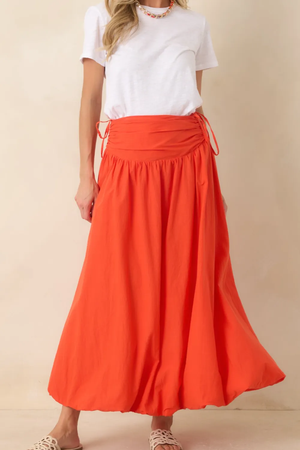 Cotton Gathered Maxi Skirt
