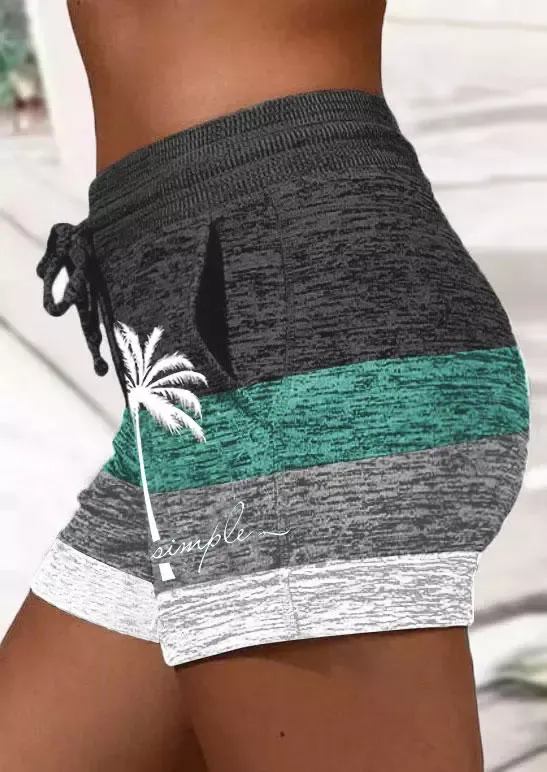 Live Simple Coconut Tree Color Block Shorts