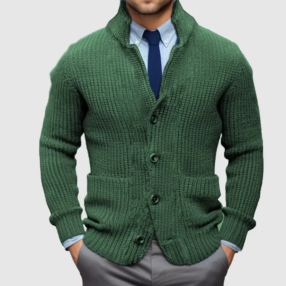 Stand Collar Knit Cardigan
