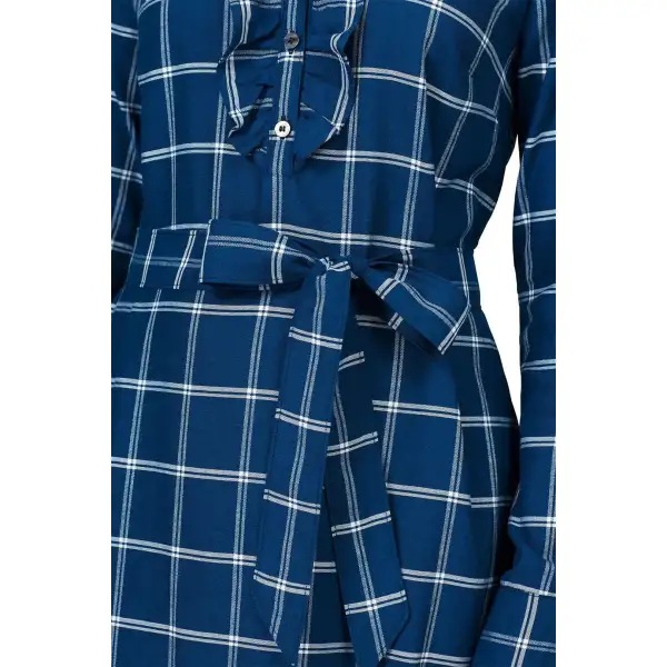 Plaid Ruffle Detail Casual Dress
