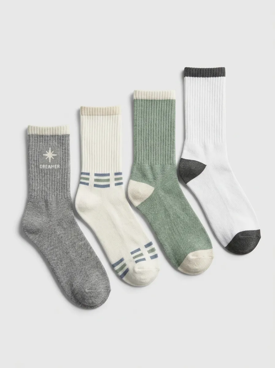 Outdoor-Inspired Striped Men's Four-Pair Long Socks