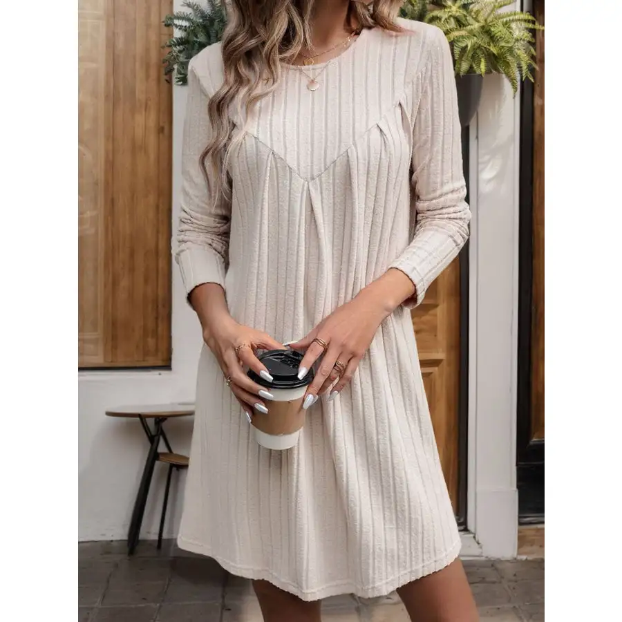 Graceful Everyday Round Neck Long Sleeve Mini Dress