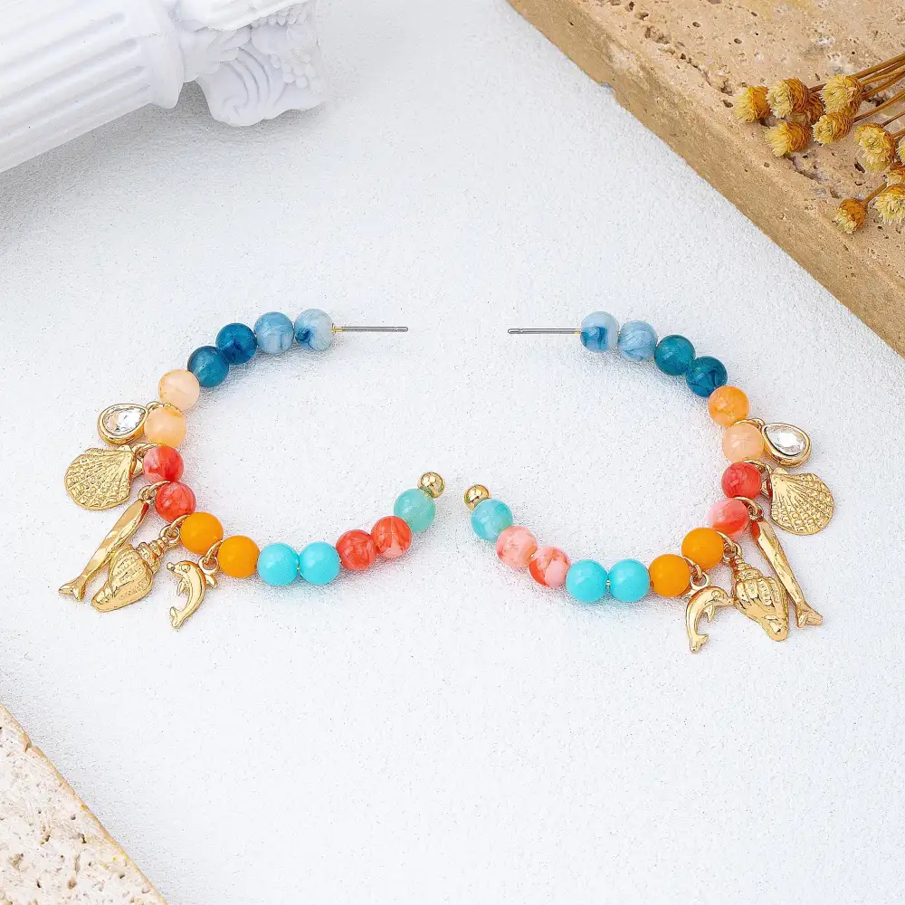 Nautical Multi Charm Beaded Hoop