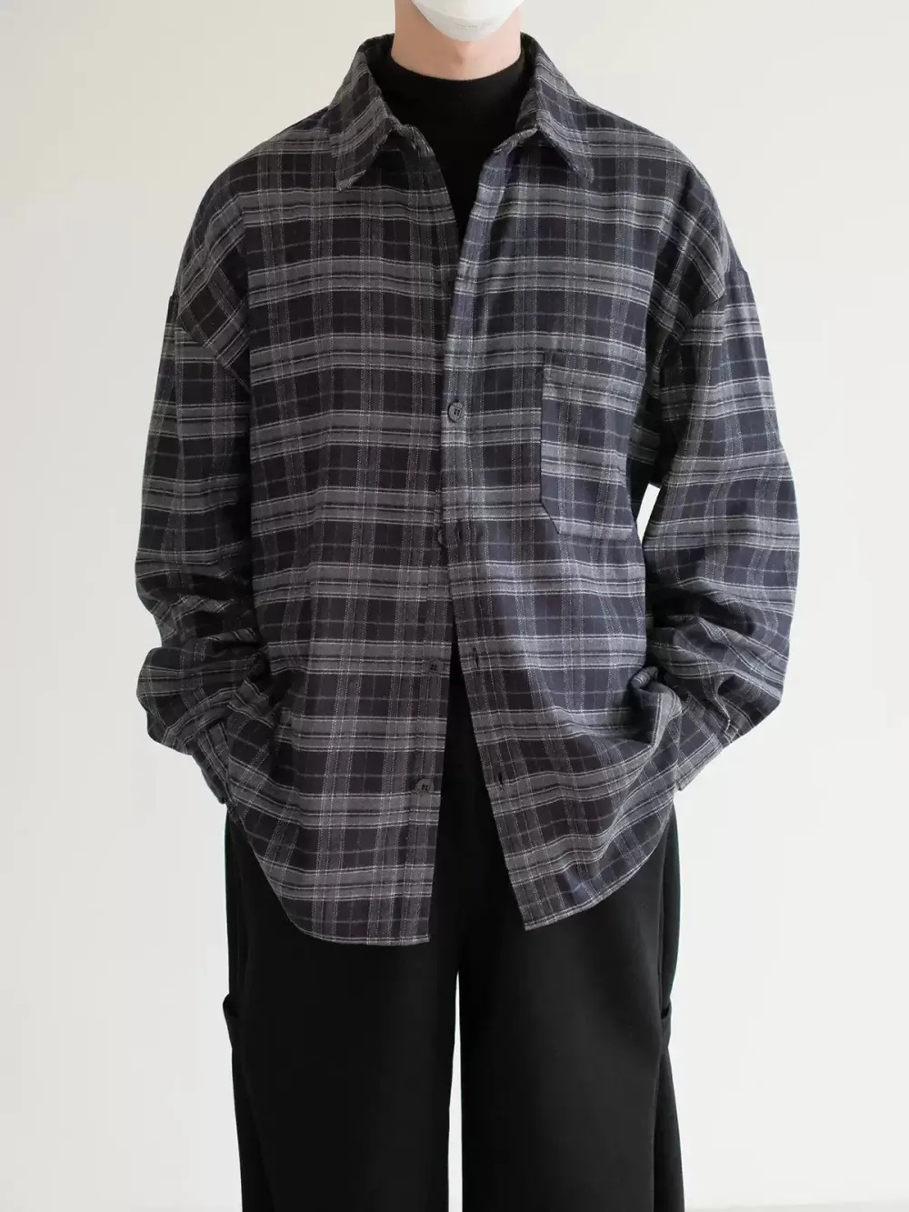 Button-Front Plaid Shirt