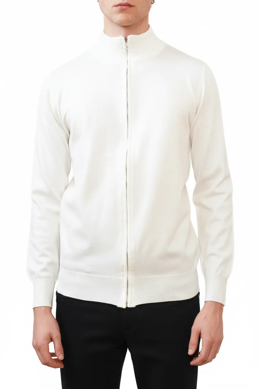 Modern Regular Fit Full Zip Viscose Knit Vest