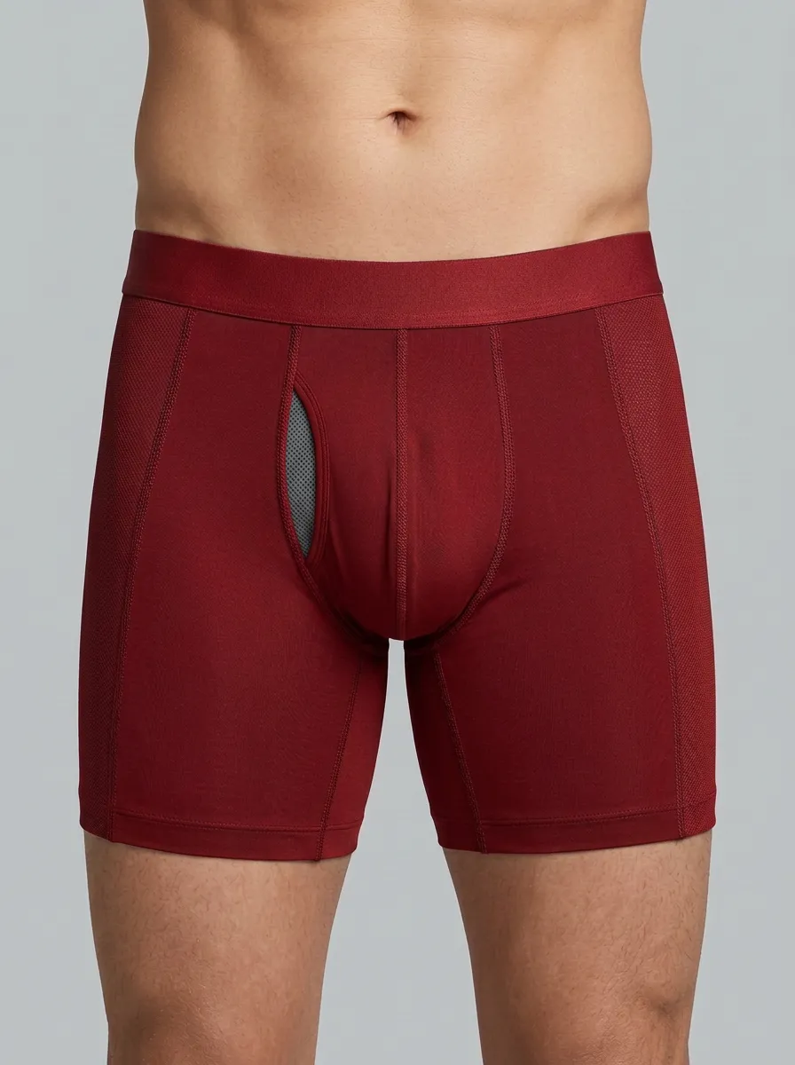 Men's Navy Blue Mesh Panel Boxer Briefs