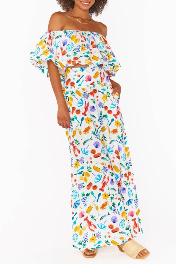 Colorful Whimsical Print Swing Skirt