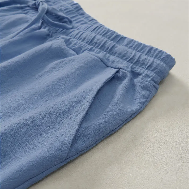 Drawstring Cotton Blend Shorts