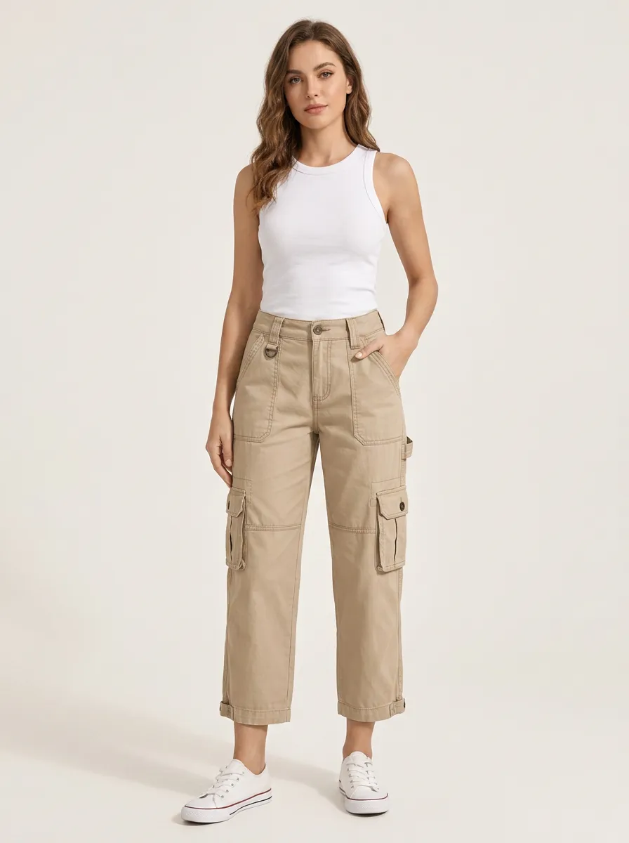Women's Cargo Multi-Pocket Adventure Casual Capri Pants