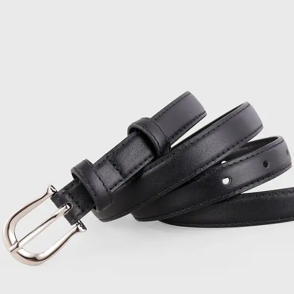 Simple Leather Skinny Belt with Buckle