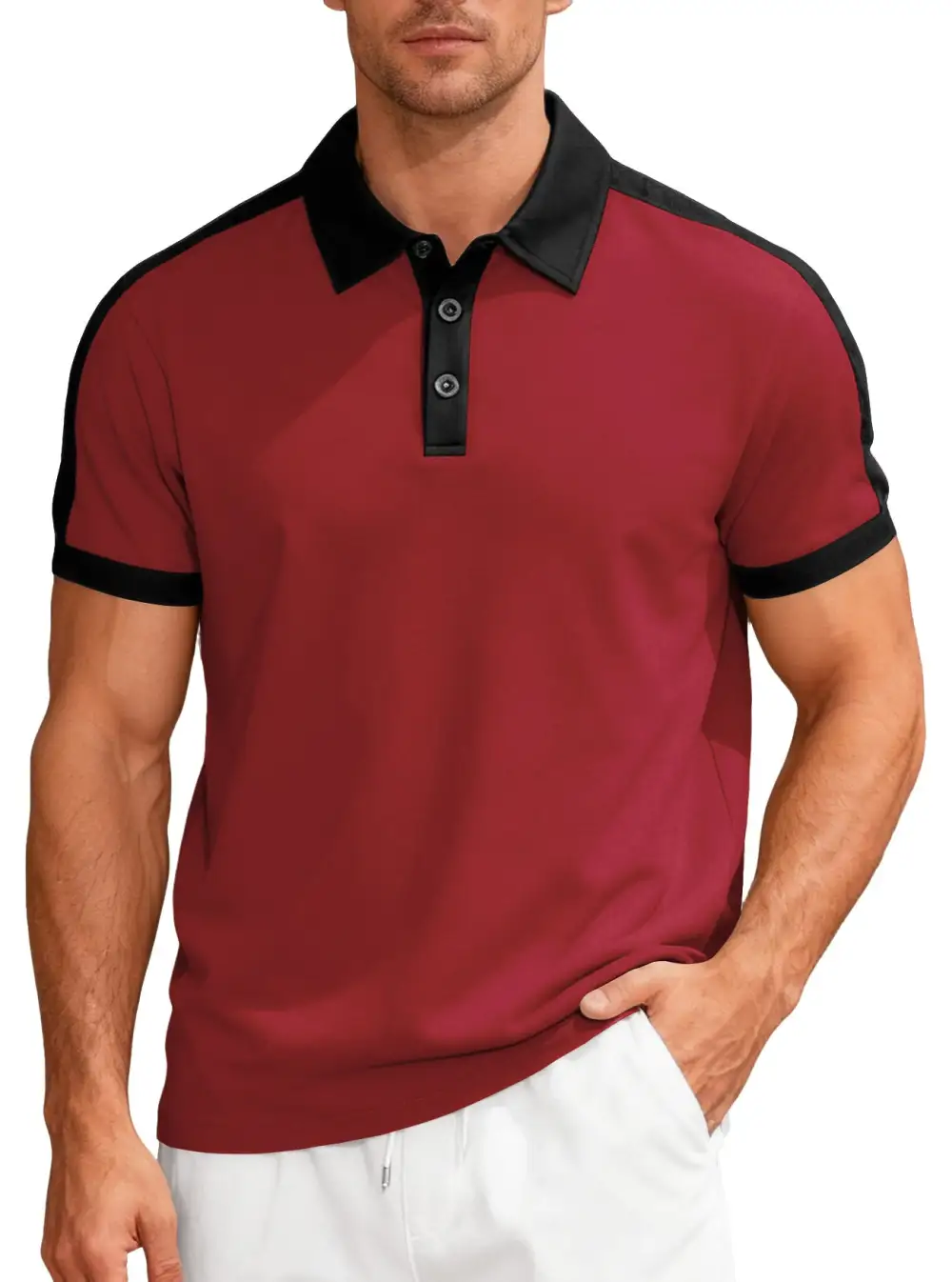Vintage Contrast Trim Button Placket Polo Shirt