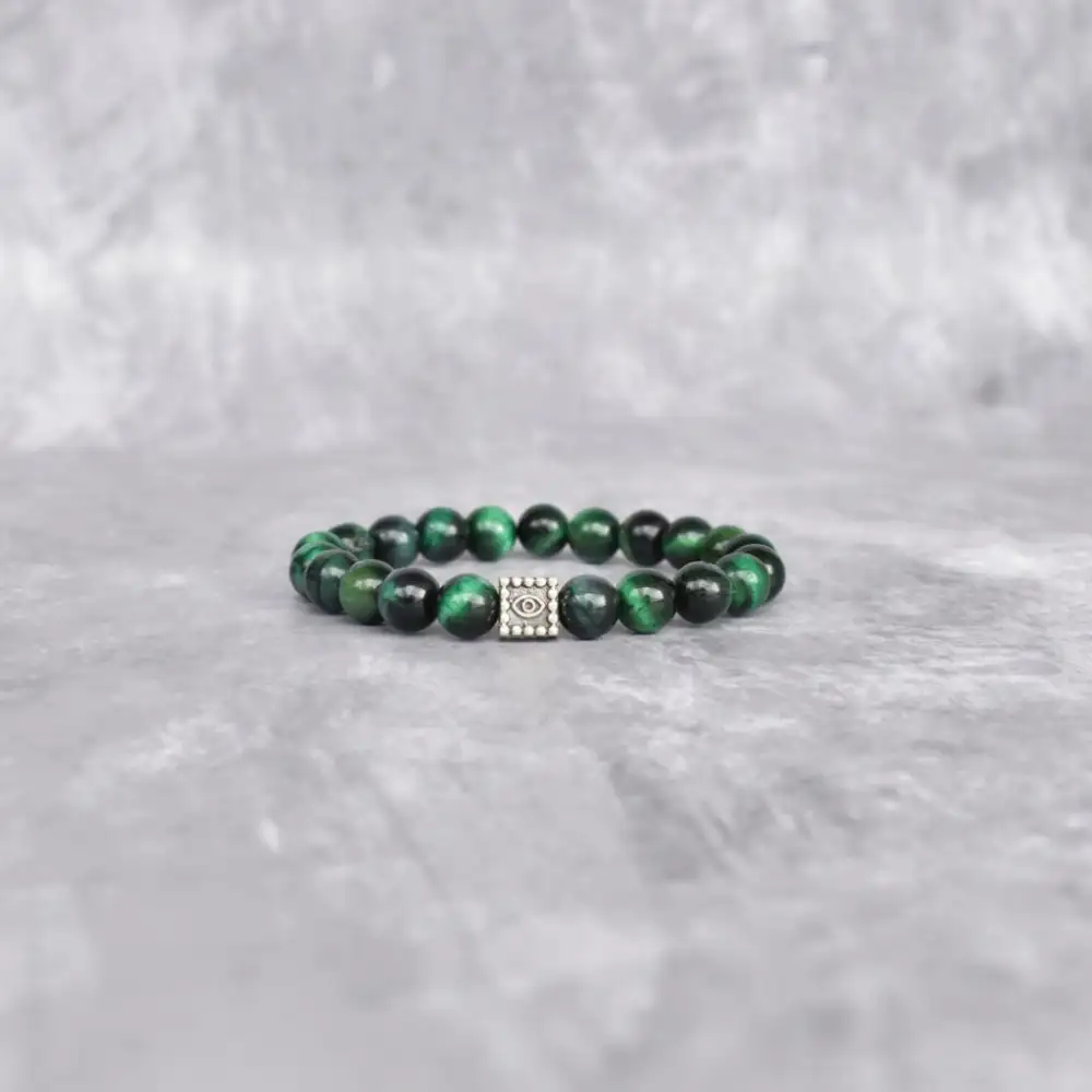 Refined Evil Eye Tiger Eye Bead Bracelet