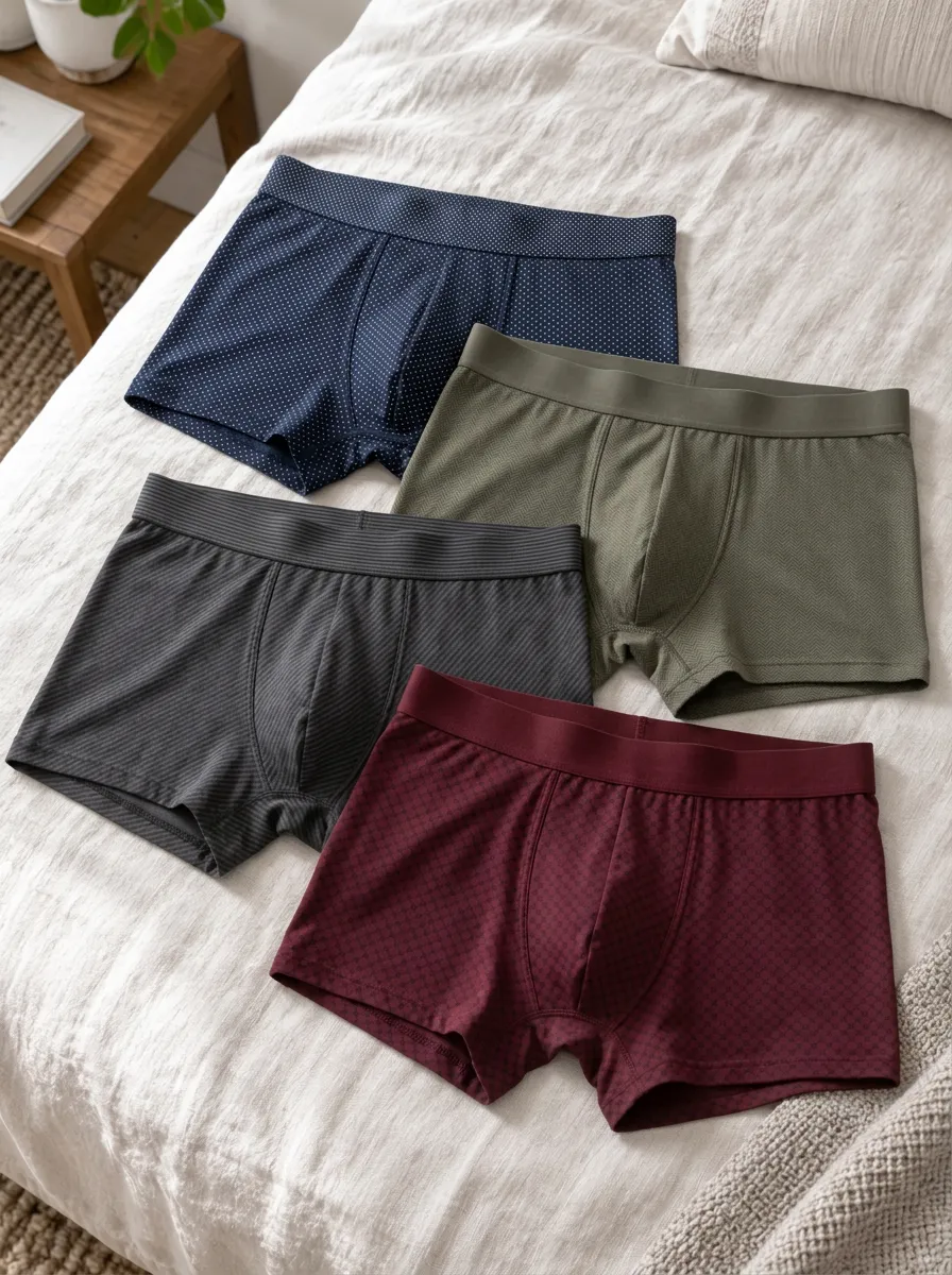 Men's Geometric Pattern Assorted Printed Boxer Briefs 4-Pack