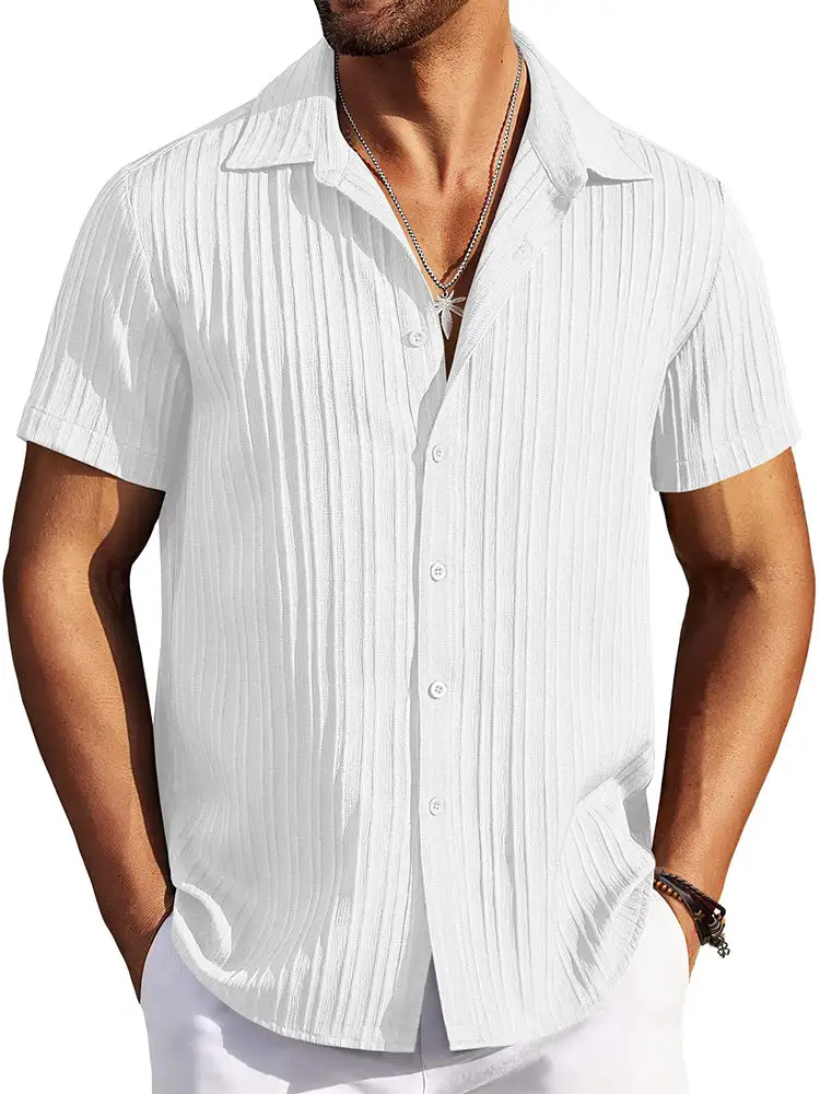 Clean Placket Textured Woven Shirt