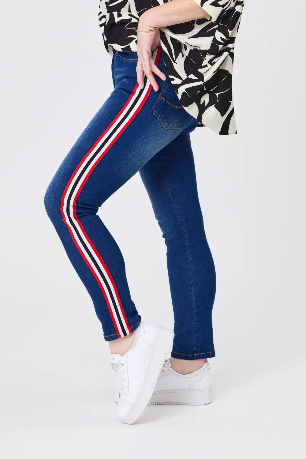 Women's Slim-Leg Denim Side-Stripe Jeans