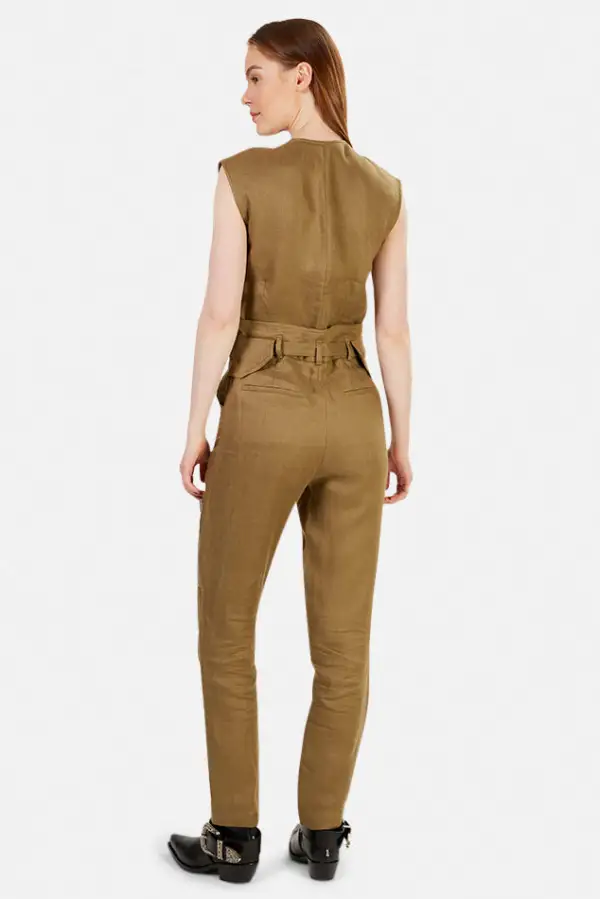Linen Cotton Zip Jumpsuit