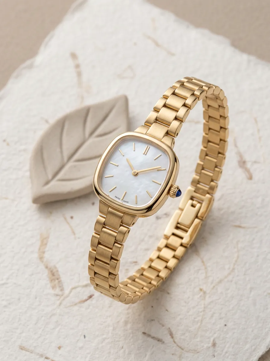 Luxury Watch Gold Square Dial