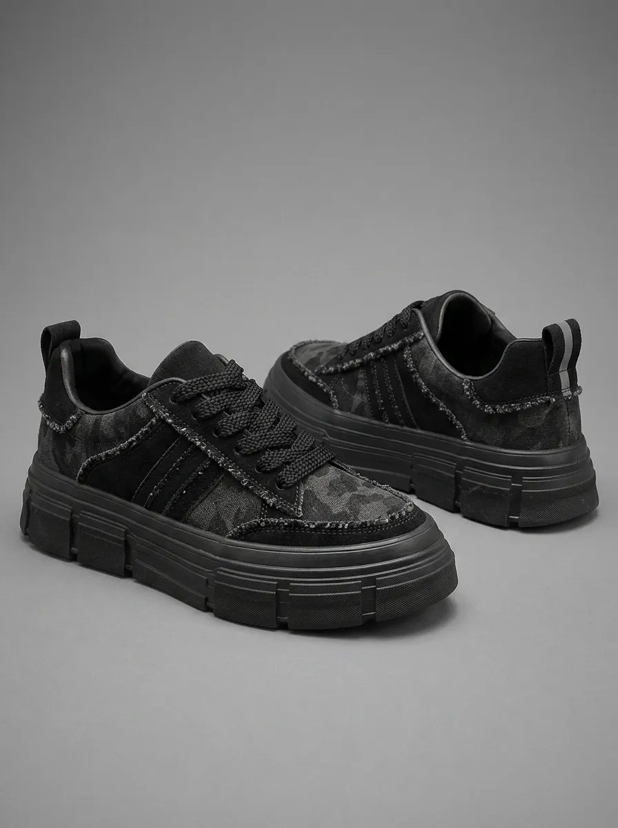 Men's Camo Pattern Distressed Patterned Skate Shoes