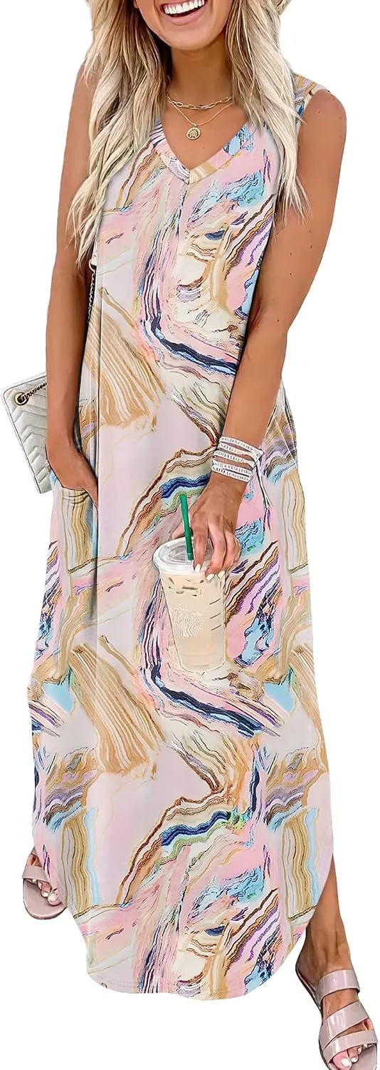 Sampeel Summer Dresses Maxi Dress Vacation Beach Sundresses 2025 with Pockets