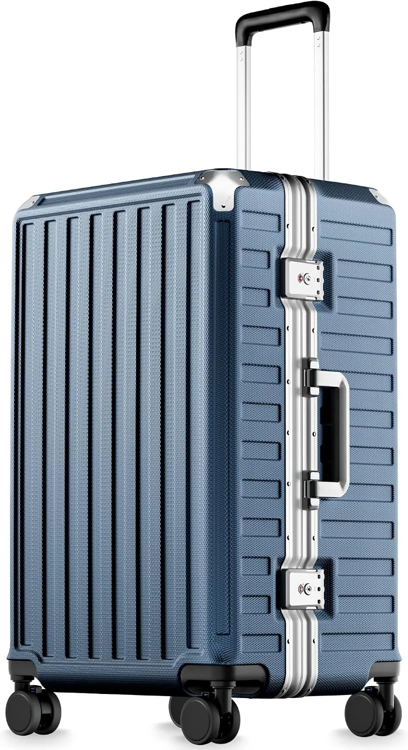 LUGGEX 28 Inch Zipperless Checked Luggage, Charcoal Metallic