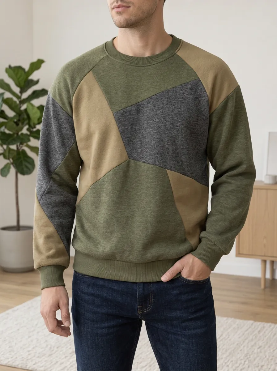 Men's Multi-Panel Colorblock Sweatshirt Hiking