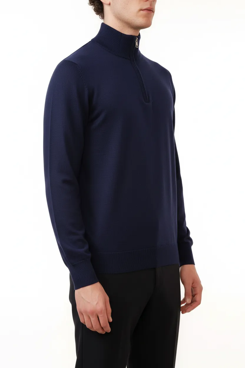 Classic Viscose Refined Half Zip Sweater
