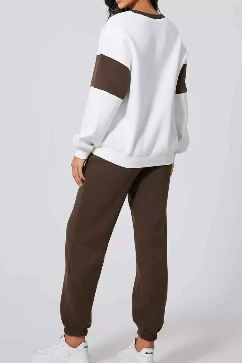 Drop Shoulder Loose Sweatshirt and Joggers Active Set