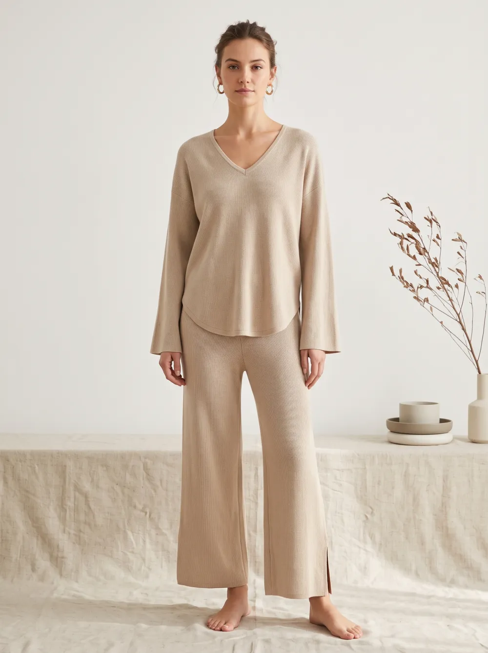 Minimal V Neck Everyday Set