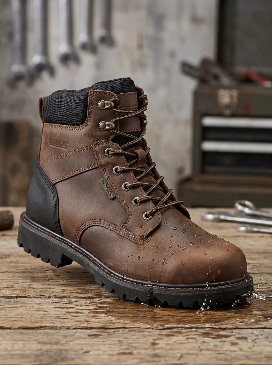 Men's Waterproof Leather Construction Work Boots