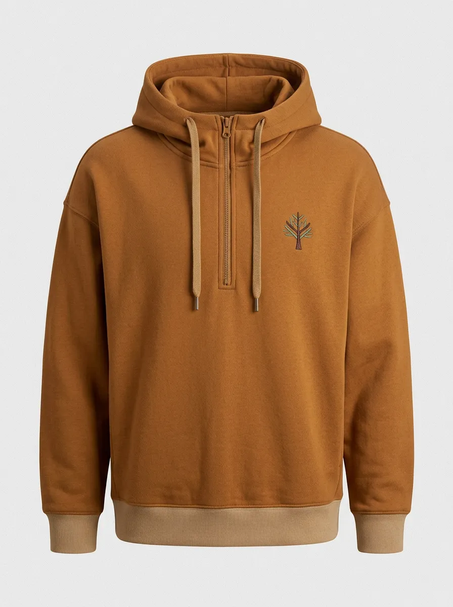 Men's Tree Embroidered Half-Zip Hoodie