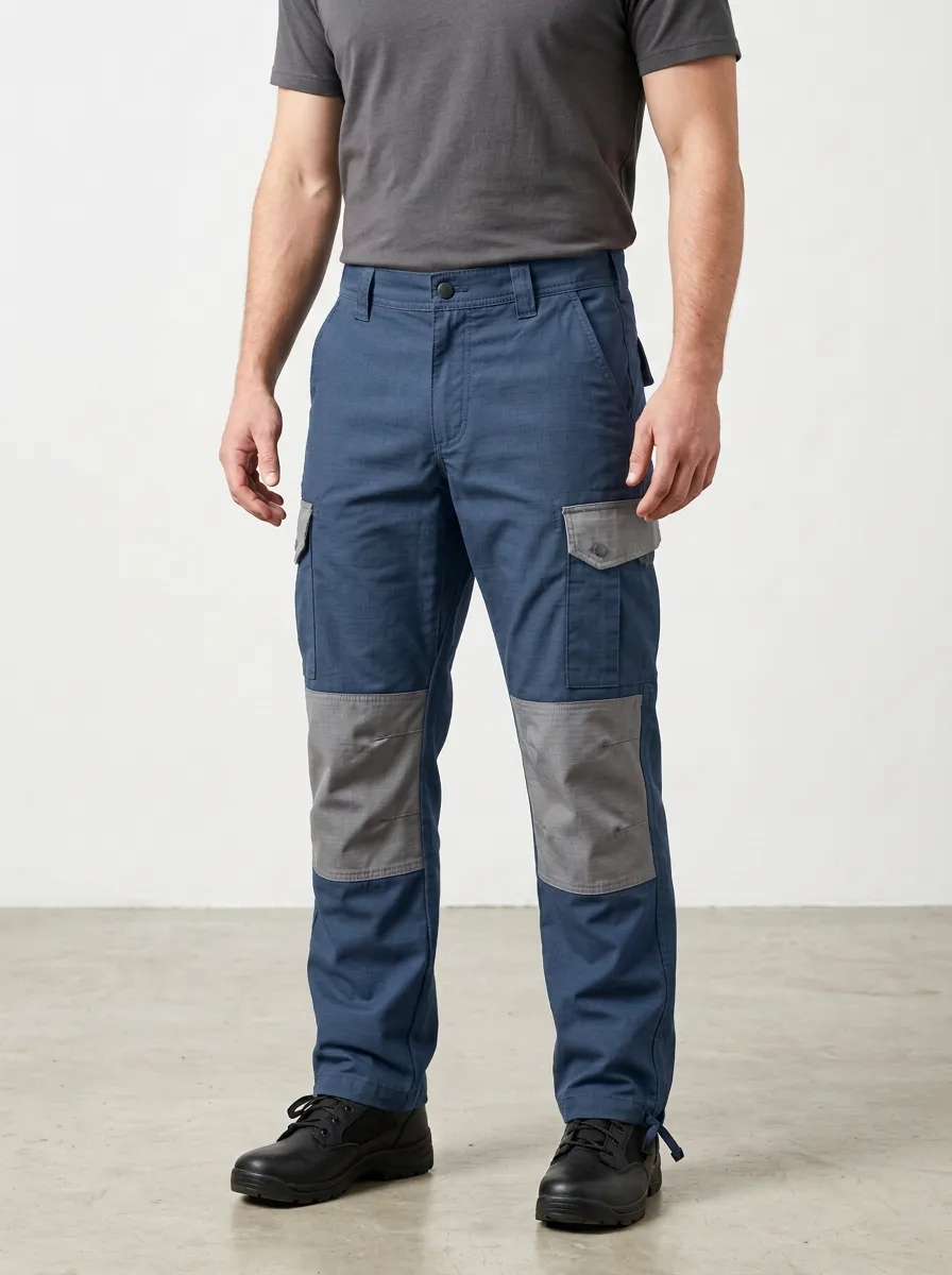 Unisex Multi-Pocket Contrast Knee Tactical Work Pants