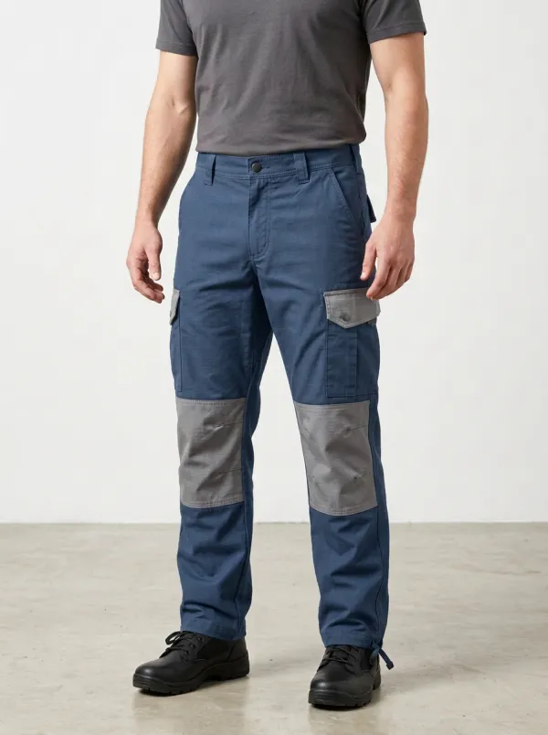 Unisex Multi-Pocket Contrast Knee Tactical Work Pants