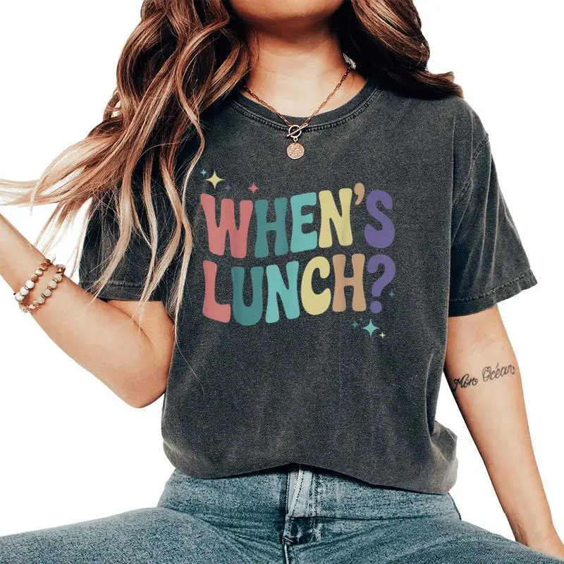 When's Lunch Cooking Lunch Lady Culinary Groovy Women's Oversized Comfort T-Shirt