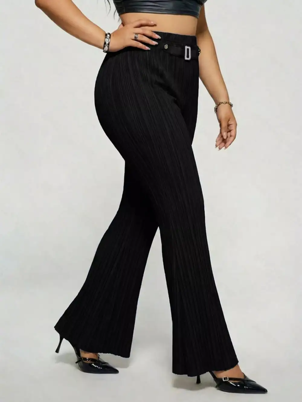 Plus Size High Waist Flare Pants