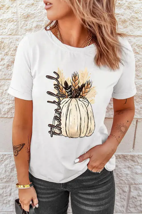 Polished Round-Neck Short-Sleeve Graphic T-Shirt
