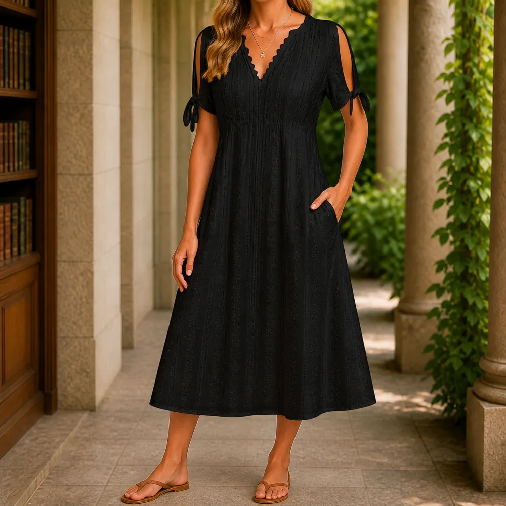 Eyelet Flowing Midi Dress