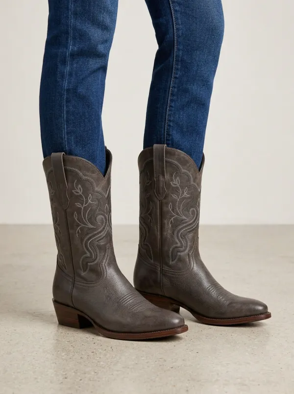 Women’s Vintage Floral Embroidery Cowgirl Boots
