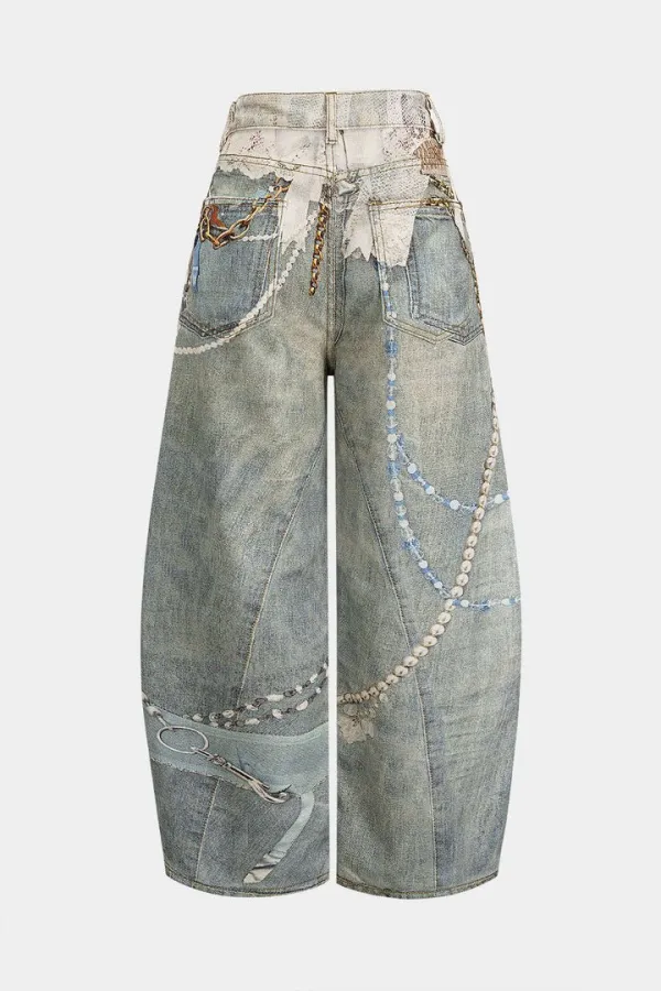 Chain Detail Barrel Jeans
