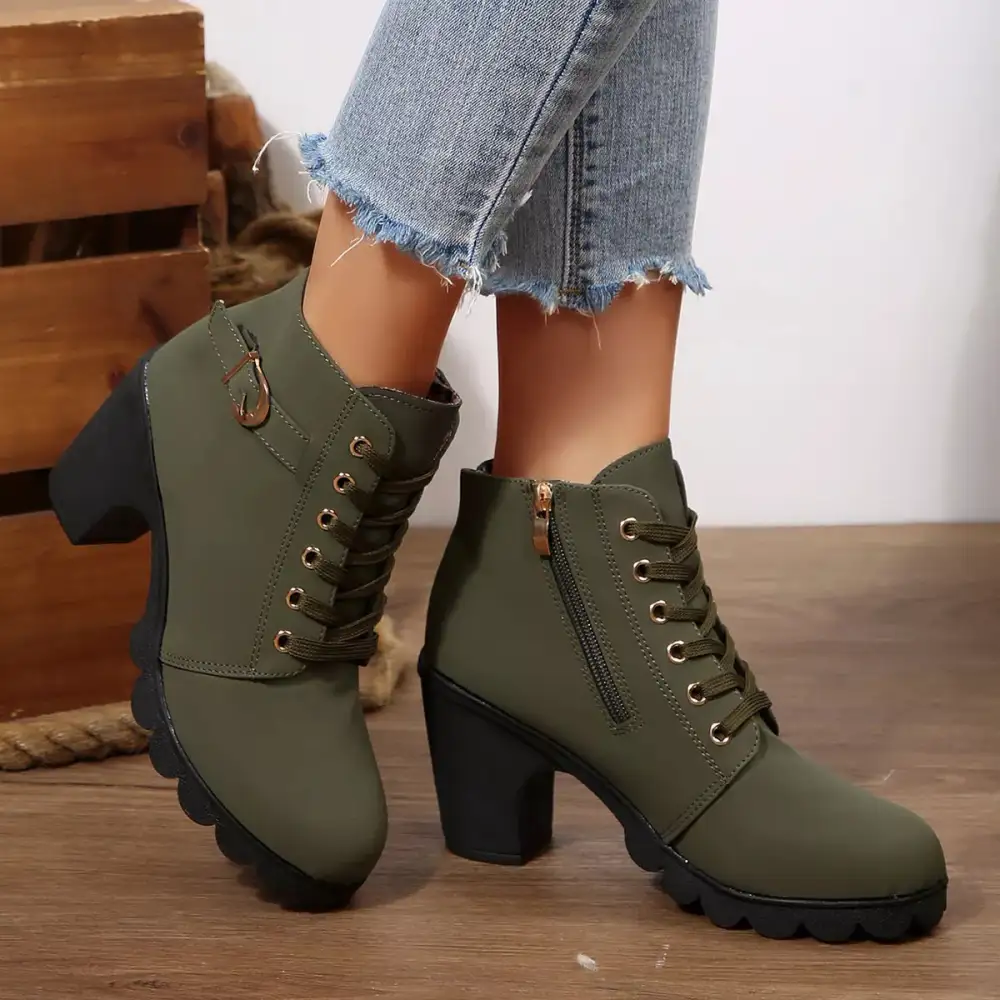 Essential Lace-Up Block Heel Boots