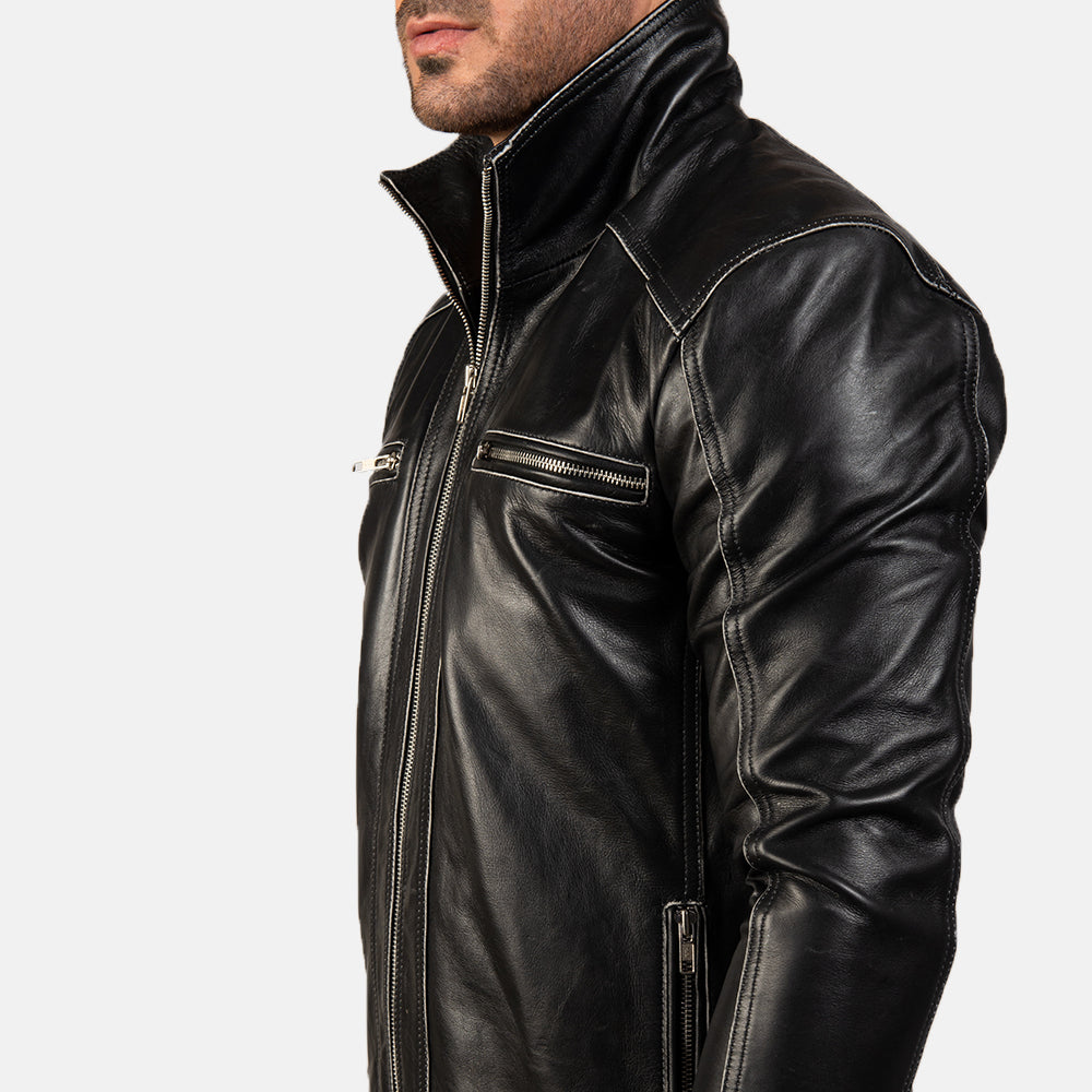 Men's Rugged Textured Biker Leather Jacket