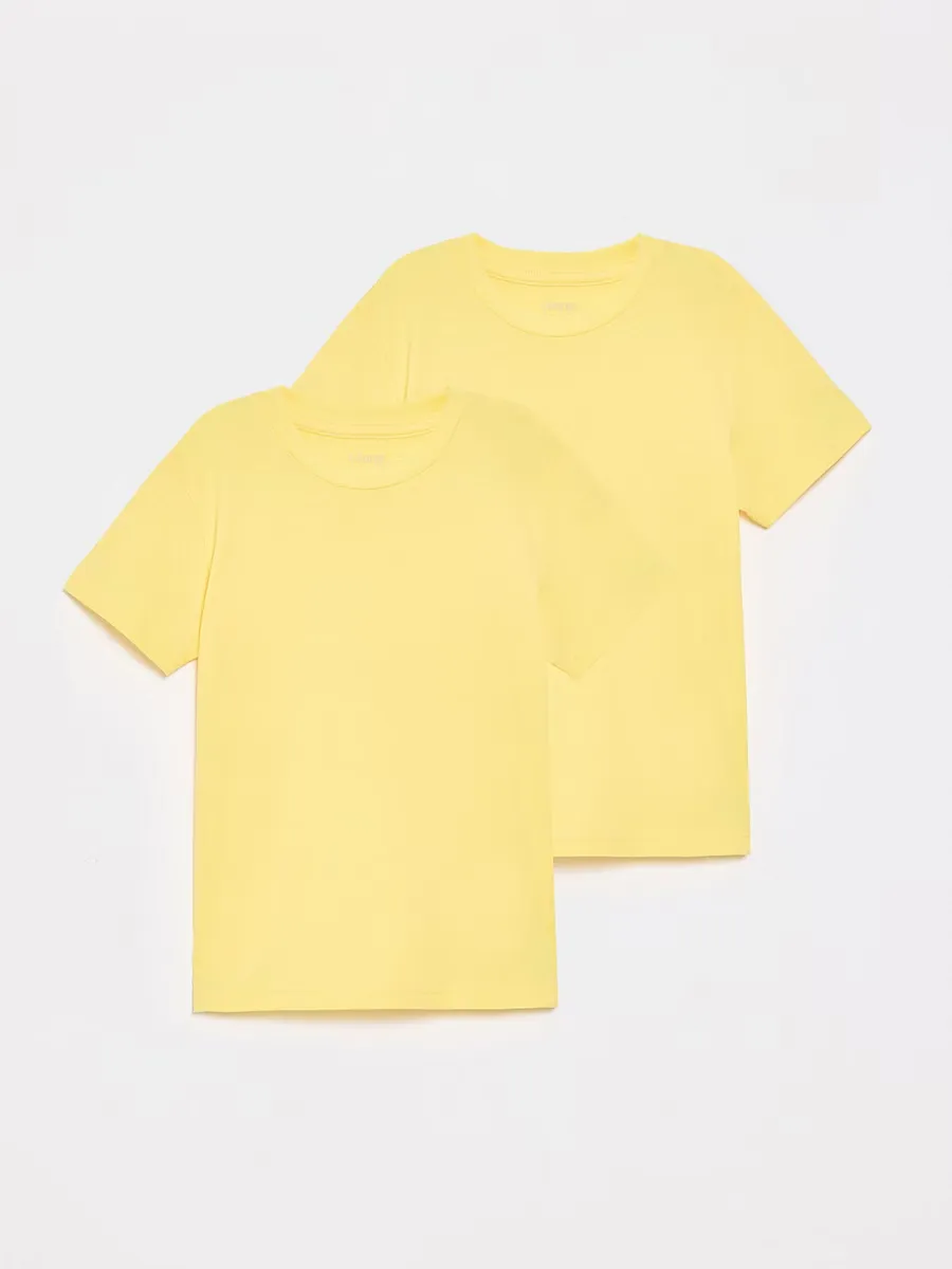 Yellow Crew Neck School T-Shirt 2 Pack
