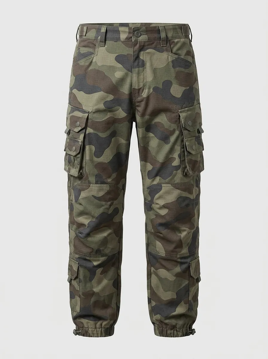 Men's Snap-Pocket Camo Multi-Pocket Cargo Pants