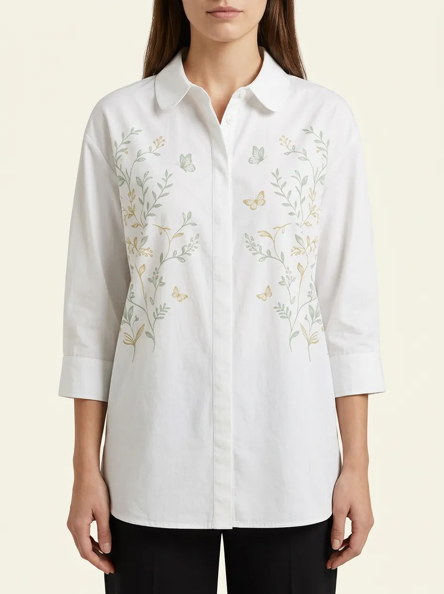 Women's Button-Down Embroidered Shirt