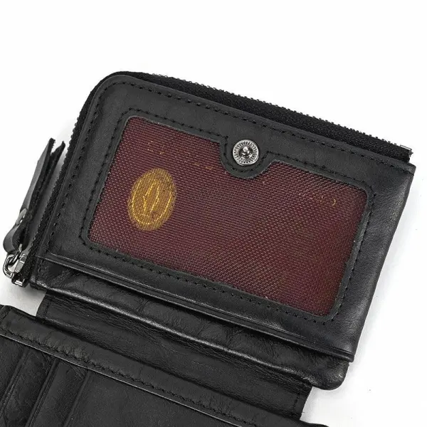 Men's Zip-Closure Leather Trifold Wallet
