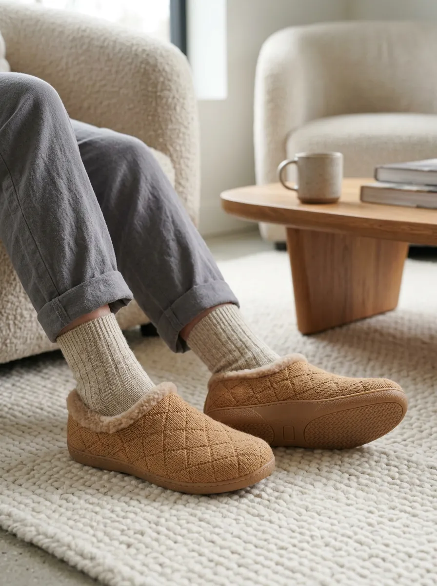 Casual Quilted Graphic Fit Unisex Warm Wool Shoes