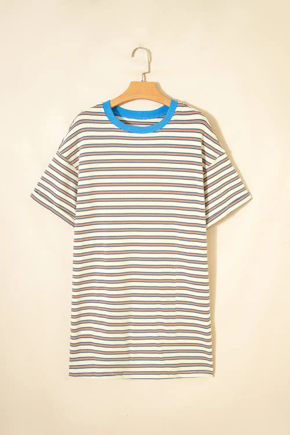 Drape Striped Drop Shoulder Mini Dress