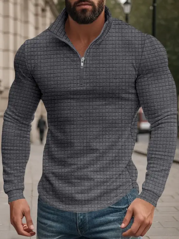 Casual Checkered Stand Collar Sweatshirt Hoodie