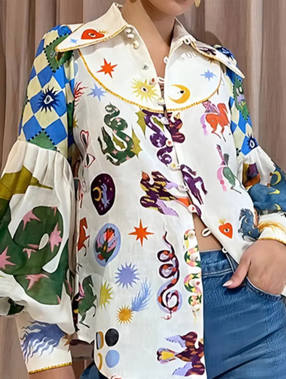 Vintage Illustration Print Shirt