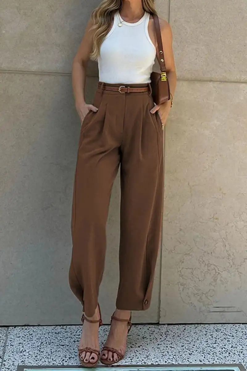 High-Waist Drawstring Loose Pants