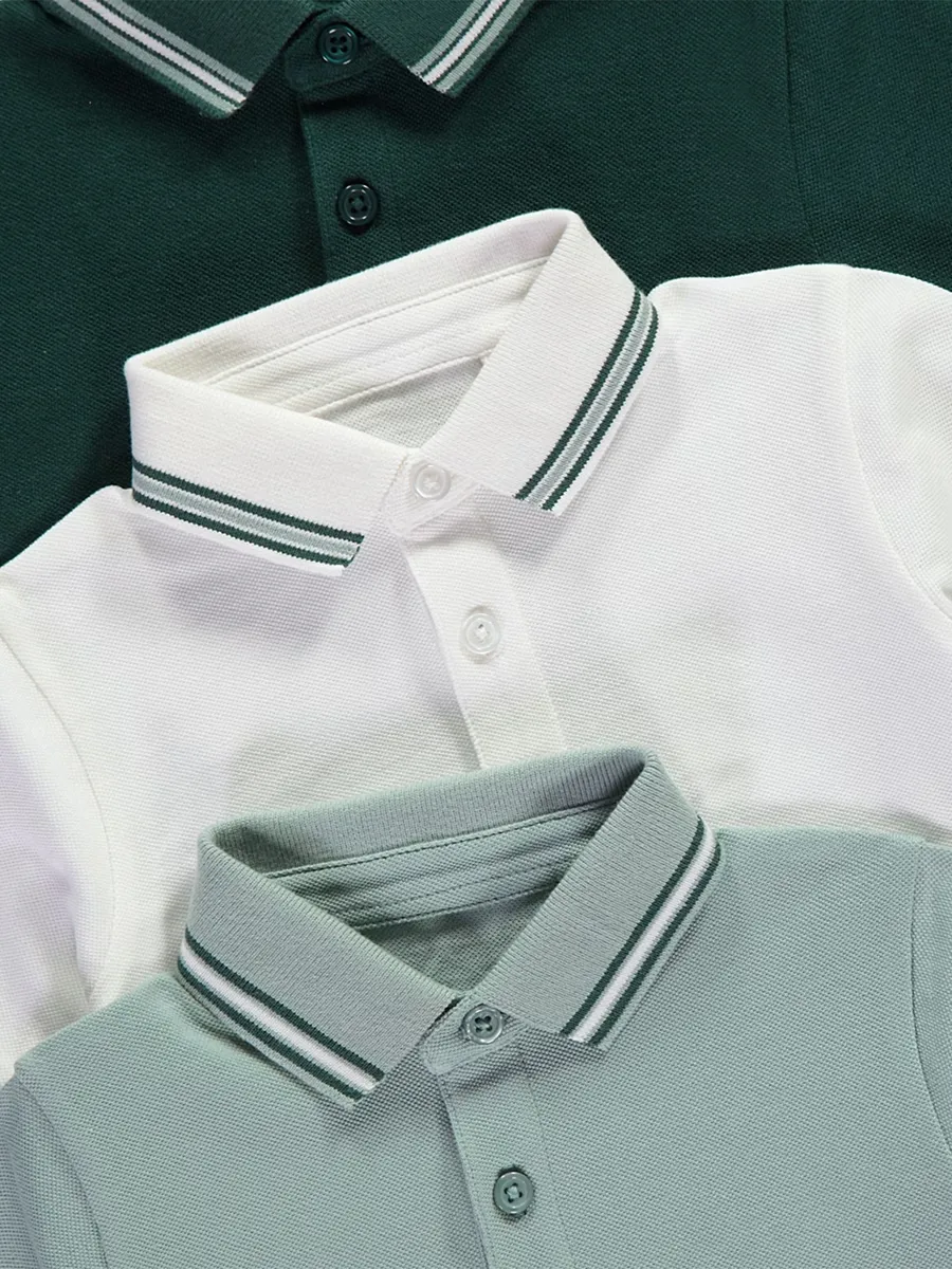 Green Short Sleeve Polo Shirts 3 Pack